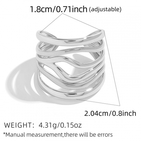Imagen de Mujeres Regalo Hueco Abierto Anillos Al Por Mayor, Tono de Plata 304 Acero Inoxidable, Respetuoso del Medio Ambiente Exquisito Elegante Suministro de Joyería, 18mm (US Size 7.75), 1 Unidad