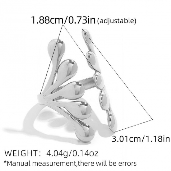 Picture of Wholesale Women's Gift Fan-shaped Open Rings, Silver Tone 304 Stainless Steel, Eco-friendly Exquisite Stylish Jewelry Supply, 18.8mm(US Size 8.75), 1 Piece