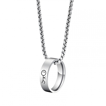 Picture of Wholesale Finger Ring Pendant Charm Necklace, Silver Tone 201 Stainless Steel Women's Eco-friendly Valentine's Day Stylish Gift Jewelry For Retailer, 60cm(23.6") long, 1 Piece