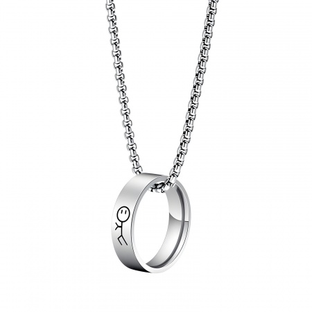 Picture of Wholesale Finger Ring Pendant Charm Necklace, Silver Tone 201 Stainless Steel Women's Eco-friendly Valentine's Day Stylish Gift Jewelry For Retailer, 60cm(23.6") long, 1 Piece