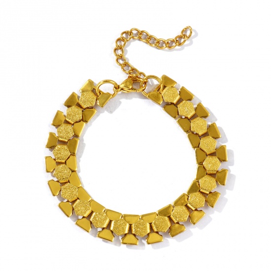 Picture of Wholesale Link Chain Bracelets, 18K Gold Plated 304 Stainless Steel, Women's Eco-friendly Simple Stylish Gift Jewelry For Retailer, 17cm(6.7") long, Chain Size: 11mm, 1 Piece