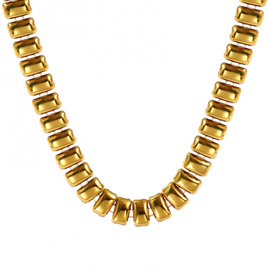 Picture of Wholesale Link Chain Necklace, 18K Gold Plated 304 Stainless Steel, Women's Eco-friendly Simple Stylish Gift Jewelry For Retailer, 40cm(15.7") + 6cm(2.4") long, Chain Size: 12mm, 1 Piece