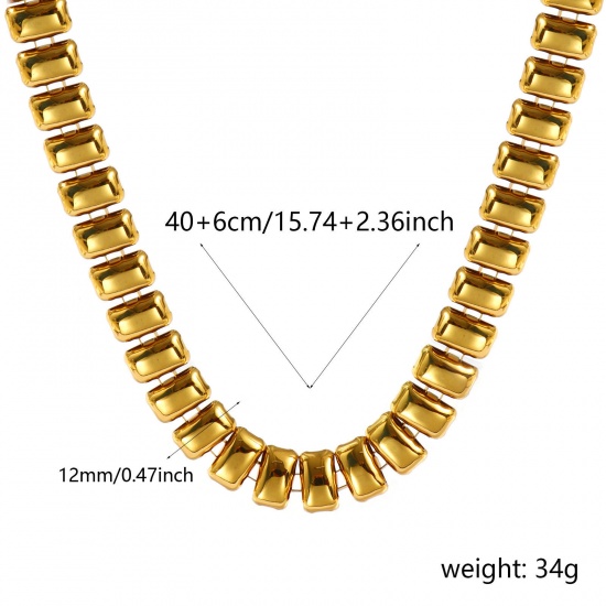 Picture of Wholesale Link Chain Necklace, 18K Gold Plated 304 Stainless Steel, Women's Eco-friendly Simple Stylish Gift Jewelry For Retailer, 40cm(15.7") + 6cm(2.4") long, Chain Size: 12mm, 1 Piece