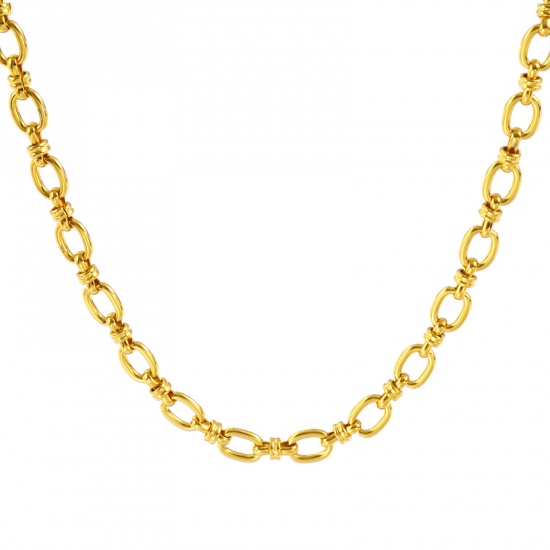 Picture of Wholesale Handmade Link Chain Necklace, 18K Gold Plated 304 Stainless Steel, Women's Eco-friendly Simple Stylish Gift Jewelry For Retailer, 40cm(15.7") + 5cm(2") long, Chain Size: 6mm, 1 Piece