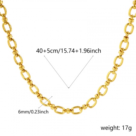 Immagine di Collana All'Ingrosso, Catena a Maglia Fatta a Mano Placcato Oro 18K 304 Acciaio Inossidabile, Donne Ecologico Semplice Elegante Regalo Gioielli Per Rivenditore, 40cm + 5cm Lunghezza, Dimensione della Catena: 6mm, 1 Pz