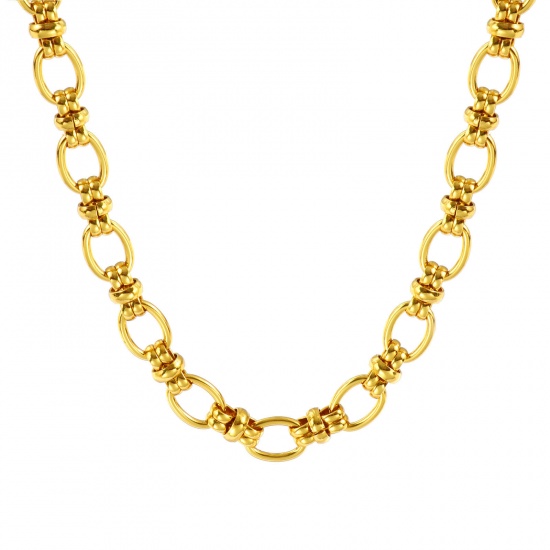 Picture of Wholesale Handmade Link Chain Necklace, 18K Gold Plated 304 Stainless Steel, Women's Eco-friendly Simple Stylish Gift Jewelry For Retailer, 40cm(15.7") + 5cm(2") long, Chain Size: 10mm, 1 Piece