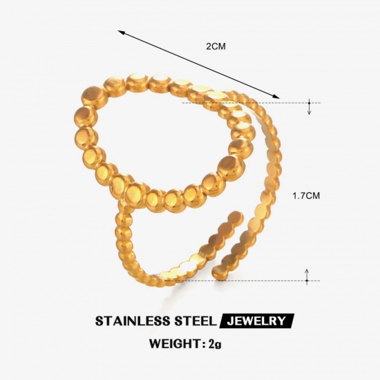 Picture of Wholesale Women's Gift Oval Open Rings, 18K Gold Plated 304 Stainless Steel, Eco-friendly Exquisite Stylish Jewelry Supply, 17mm(US Size 6.5), 1 Piece
