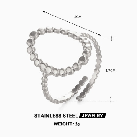 Image de Bagues En Gros Argent Mat en 304 Acier Inoxydable, aux Femmes Cadeau Ovale Ouvert Respectueux de la Nature Exquis À la Mode Fournitures de Bijoux 17mm (Taille d'US 6.5), 1 Pièce