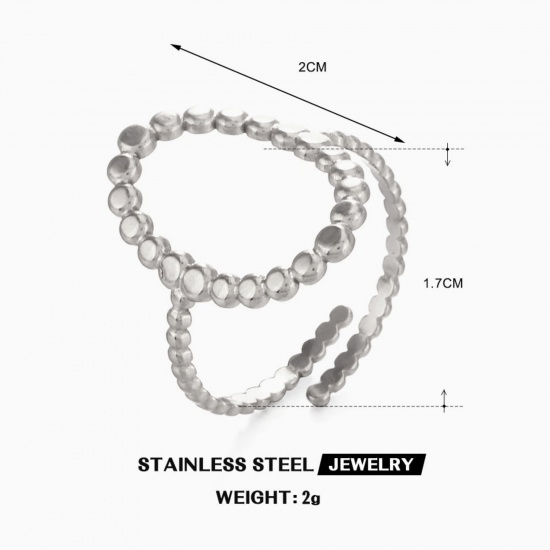 Picture of Wholesale Women's Gift Oval Open Rings, Silver Tone 304 Stainless Steel, Eco-friendly Exquisite Stylish Jewelry Supply, 17mm(US Size 6.5), 1 Piece
