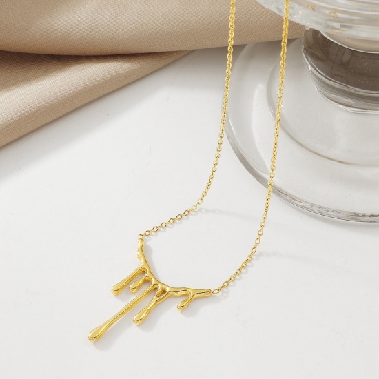 Picture of Wholesale Drop Pendant Charm Necklace, 18K Gold Plated 304 Stainless Steel Women's Eco-friendly Hip-Hop Retro Gift Jewelry For Retailer, 40cm(15.7") + 5cm(2") long, 1 Piece
