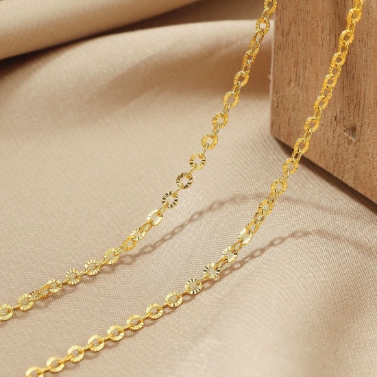Immagine di Tessuto Collana All'Ingrosso, Catena a Cavo Placcato Oro 24K 304 Acciaio Inossidabile, Donne Placcatura Sottovuoto PVD Ecologica Hip-Hop Minimalista Regalo Gioielli Per Rivenditore, 45cm Lunghezza, 1 Pz