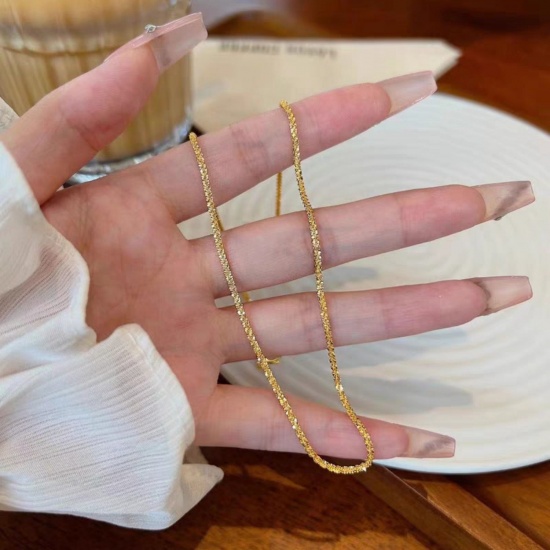 Immagine di Collana All'Ingrosso, Catena Gipsofila Panicolata Placcato Oro 24K 304 Acciaio Inossidabile, Donne Placcatura Sottovuoto PVD Ecologica Hip-Hop Minimalista Regalo Gioielli Per Rivenditore, 45cm Lunghezza, 1 Pz