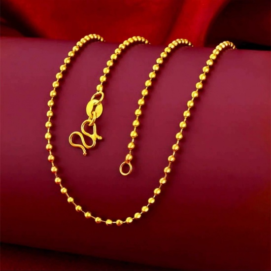 Immagine di Collana All'Ingrosso, Catena a Pallini Placcato Oro 24K 304 Acciaio Inossidabile, Donne Placcatura Sottovuoto PVD Ecologica Hip-Hop Minimalista Regalo Gioielli Per Rivenditore, 45cm Lunghezza, 1 Pz