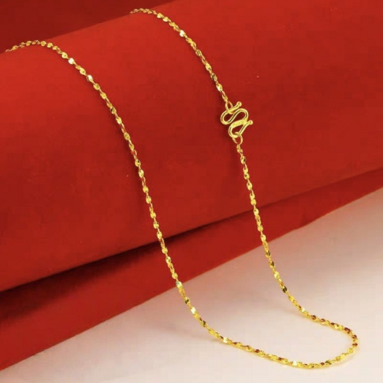 Immagine di Collana All'Ingrosso, Catena Placcato Oro 24K 304 Acciaio Inossidabile, Donne Placcatura Sottovuoto PVD Ecologica Hip-Hop Minimalista Regalo Gioielli Per Rivenditore, 45cm Lunghezza, 1 Pz