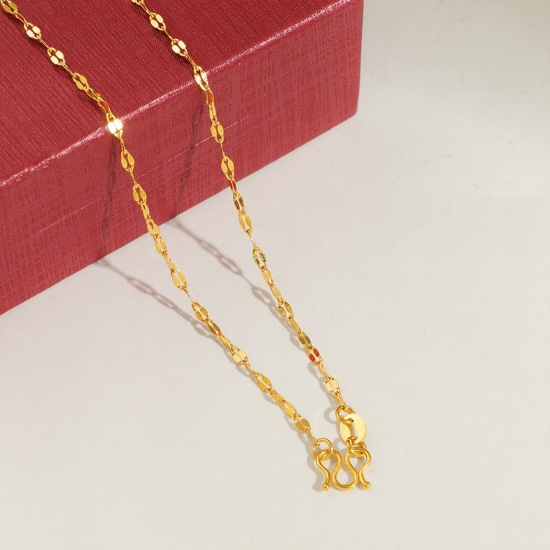 Immagine di Collana All'Ingrosso, Catena delle Labbra Placcato Oro 24K 304 Acciaio Inossidabile, Donne Placcatura Sottovuoto PVD Ecologica Hip-Hop Minimalista Regalo Gioielli Per Rivenditore, 45cm Lunghezza, 1 Pz