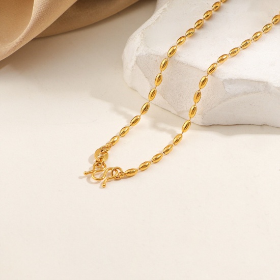 Immagine di Collana All'Ingrosso, Catena a Pallini Placcato Oro 24K 304 Acciaio Inossidabile, Donne Placcatura Sottovuoto PVD Ecologica Hip-Hop Minimalista Regalo Gioielli Per Rivenditore, 45cm Lunghezza, 1 Pz