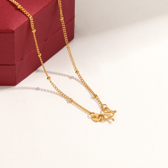 Immagine di Collana All'Ingrosso, Catena del Barbazzale Placcato Oro 24K 304 Acciaio Inossidabile, Donne Placcatura Sottovuoto PVD Ecologica Hip-Hop Minimalista Regalo Gioielli Per Rivenditore, 45cm Lunghezza, 1 Pz