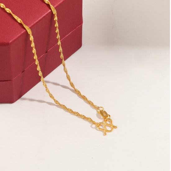 Immagine di Collana All'Ingrosso, Catena Intrecciata Placcato Oro 24K 304 Acciaio Inossidabile, Donne Placcatura Sottovuoto PVD Ecologica Hip-Hop Minimalista Regalo Gioielli Per Rivenditore, 45cm Lunghezza, 1 Pz