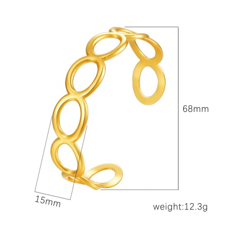 Picture of Wholesale 304 Stainless Steel Open Cuff Bangles Bracelets, 18K Gold Plated Eco-friendly PVD Vacuum Plating, Women's Simple Stylish Gift Jewelry Supply, 1 Piece