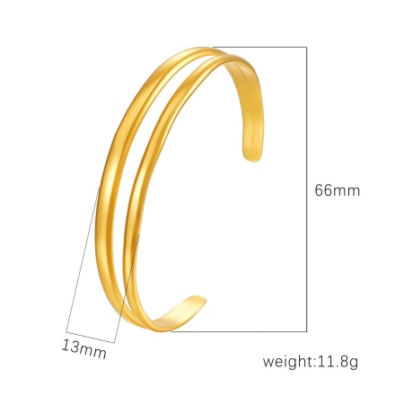 Picture of Wholesale 304 Stainless Steel Open Cuff Bangles Bracelets, 18K Gold Plated Eco-friendly PVD Vacuum Plating, Women's Simple Stylish Gift Jewelry Supply, 1 Piece