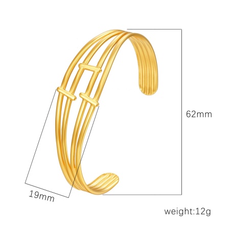 Picture of Wholesale 304 Stainless Steel Open Cuff Bangles Bracelets, 18K Gold Plated Eco-friendly PVD Vacuum Plating, Women's Simple Stylish Gift Jewelry Supply, 1 Piece