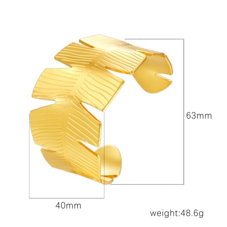 Picture of Wholesale 304 Stainless Steel Open Cuff Bangles Bracelets, 18K Gold Plated Eco-friendly PVD Vacuum Plating, Women's Simple Stylish Gift Jewelry Supply, 1 Piece