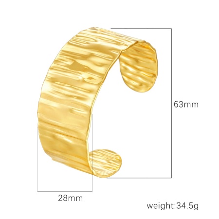 Picture of Wholesale 304 Stainless Steel Open Cuff Bangles Bracelets, 18K Gold Plated Eco-friendly PVD Vacuum Plating, Women's Simple Stylish Gift Jewelry Supply, 1 Piece
