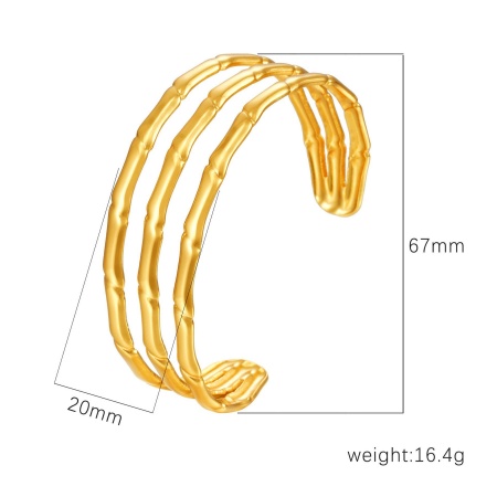 Picture of Wholesale 304 Stainless Steel Open Cuff Bangles Bracelets, 18K Gold Plated Eco-friendly PVD Vacuum Plating, Women's Simple Stylish Gift Jewelry Supply, 1 Piece