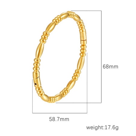 Picture of Wholesale 304 Stainless Steel Bangles Bracelets, 18K Gold Plated Eco-friendly PVD Vacuum Plating, Women's Simple Stylish Gift Jewelry Supply, 1 Piece