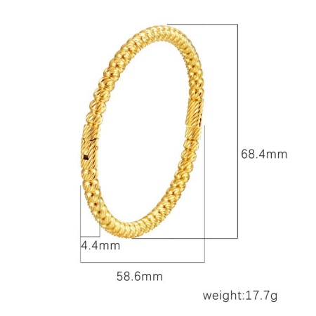 Picture of Wholesale 304 Stainless Steel Bangles Bracelets, 18K Gold Plated Eco-friendly PVD Vacuum Plating, Women's Simple Stylish Gift Jewelry Supply, 1 Piece