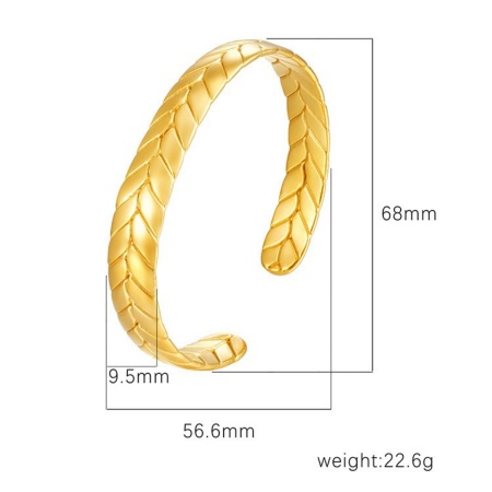Picture of Wholesale 304 Stainless Steel Open Cuff Bangles Bracelets, 18K Gold Plated Eco-friendly PVD Vacuum Plating, Women's Simple Stylish Gift Jewelry Supply, 1 Piece