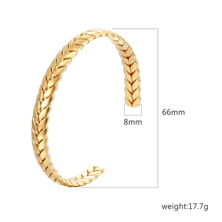 Picture of Wholesale 304 Stainless Steel Open Cuff Bangles Bracelets, 18K Gold Plated Eco-friendly PVD Vacuum Plating, Women's Simple Stylish Gift Jewelry Supply, 1 Piece