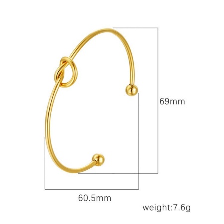 Immagine di Nodo d'amore 304 Acciaio Inossidabile Aprire Braccialetti All'Ingrosso, Placcato Oro 18K Placcatura Sottovuoto PVD Ecologica, Donne Semplice Elegante Regalo Fornitura di Gioielli, 1 Pz