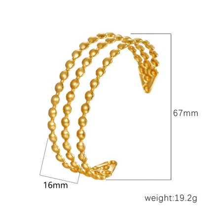 Picture of Wholesale 304 Stainless Steel Open Cuff Bangles Bracelets, 18K Gold Plated Eco-friendly PVD Vacuum Plating, Women's Simple Stylish Gift Jewelry Supply, 1 Piece