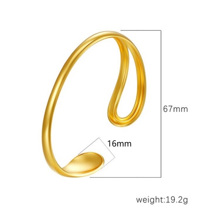 Picture of Wholesale 304 Stainless Steel Open Cuff Bangles Bracelets, 18K Gold Plated Eco-friendly PVD Vacuum Plating, Women's Simple Stylish Gift Jewelry Supply, 1 Piece