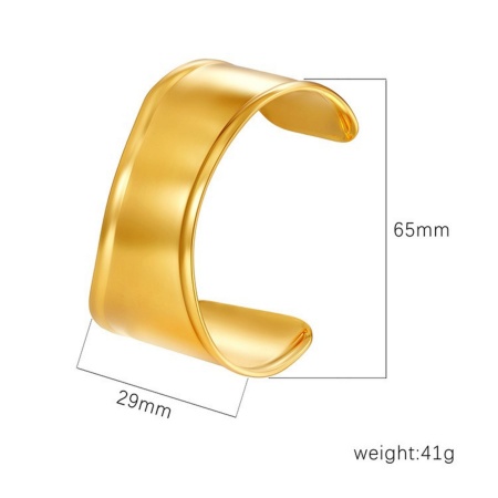 Picture of Wholesale 304 Stainless Steel Open Cuff Bangles Bracelets, 18K Gold Plated Eco-friendly PVD Vacuum Plating, Women's Simple Stylish Gift Jewelry Supply, 1 Piece