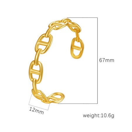 Picture of Wholesale 304 Stainless Steel Open Cuff Bangles Bracelets, 18K Gold Plated Eco-friendly PVD Vacuum Plating, Women's Simple Stylish Gift Jewelry Supply, 1 Piece