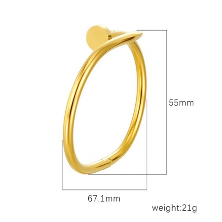 Picture of Wholesale 304 Stainless Steel Bangles Bracelets, 18K Gold Plated Eco-friendly PVD Vacuum Plating, Women's Simple Stylish Gift Jewelry Supply, 1 Piece