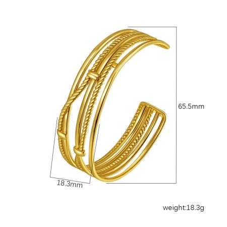 Picture of Wholesale 304 Stainless Steel Open Cuff Bangles Bracelets, 18K Gold Plated Eco-friendly PVD Vacuum Plating, Women's Simple Stylish Gift Jewelry Supply, 1 Piece