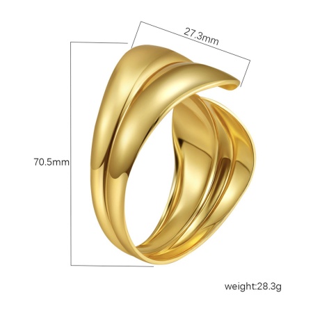 Picture of Wholesale 304 Stainless Steel Open Cuff Bangles Bracelets, 18K Gold Plated Eco-friendly PVD Vacuum Plating, Women's Simple Stylish Gift Jewelry Supply, 1 Piece