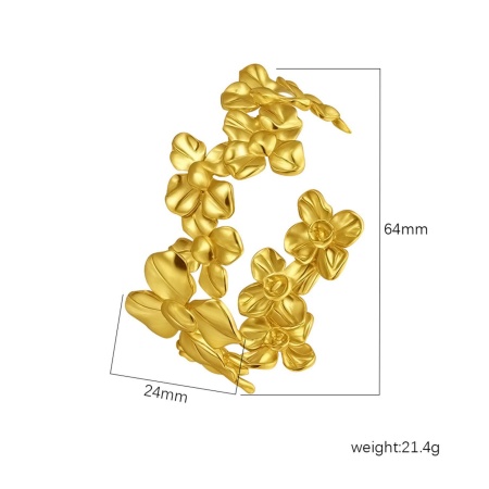 Picture of Wholesale Flower 304 Stainless Steel Open Cuff Bangles Bracelets, 18K Gold Plated Eco-friendly PVD Vacuum Plating, Women's Simple Stylish Gift Jewelry Supply, 1 Piece