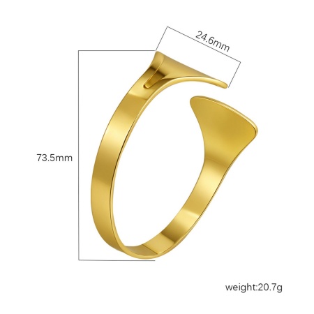 Picture of Wholesale 304 Stainless Steel Open Cuff Bangles Bracelets, 18K Gold Plated Eco-friendly PVD Vacuum Plating, Women's Simple Stylish Gift Jewelry Supply, 1 Piece