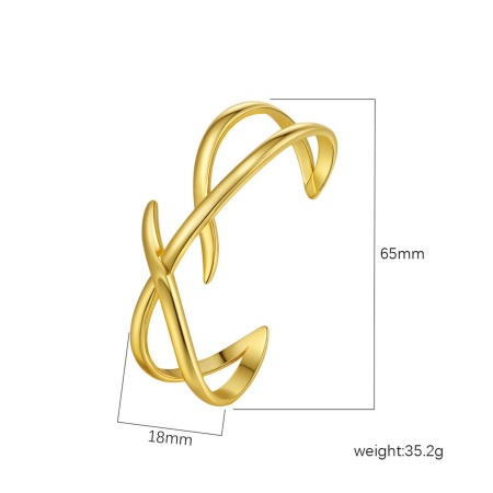 Picture of Wholesale 304 Stainless Steel Open Cuff Bangles Bracelets, 18K Gold Plated Eco-friendly PVD Vacuum Plating, Women's Simple Stylish Gift Jewelry Supply, 1 Piece