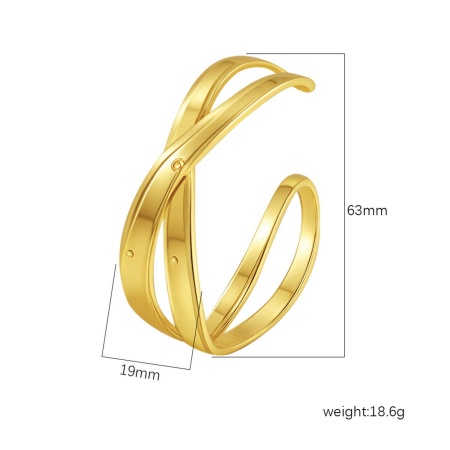 Picture of Wholesale 304 Stainless Steel Open Cuff Bangles Bracelets, 18K Gold Plated Eco-friendly PVD Vacuum Plating, Women's Simple Stylish Gift Jewelry Supply, 1 Piece