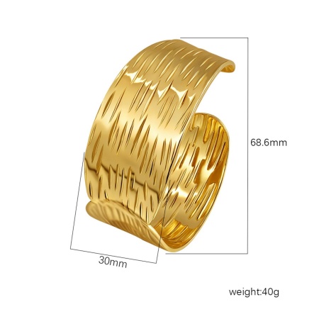 Picture of Wholesale 304 Stainless Steel Open Cuff Bangles Bracelets, 18K Gold Plated Eco-friendly PVD Vacuum Plating, Women's Simple Stylish Gift Jewelry Supply, 1 Piece