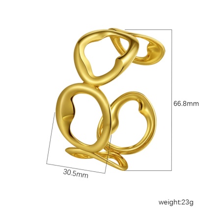 Picture of Wholesale 304 Stainless Steel Open Cuff Bangles Bracelets, 18K Gold Plated Eco-friendly PVD Vacuum Plating, Women's Simple Stylish Gift Jewelry Supply, 1 Piece