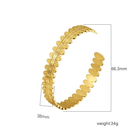 Picture of Wholesale 304 Stainless Steel Open Cuff Bangles Bracelets, 18K Gold Plated Eco-friendly PVD Vacuum Plating, Women's Simple Stylish Gift Jewelry Supply, 1 Piece