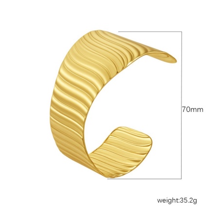 Picture of Wholesale 304 Stainless Steel Open Cuff Bangles Bracelets, 18K Gold Plated Eco-friendly PVD Vacuum Plating, Women's Simple Stylish Gift Jewelry Supply, 1 Piece