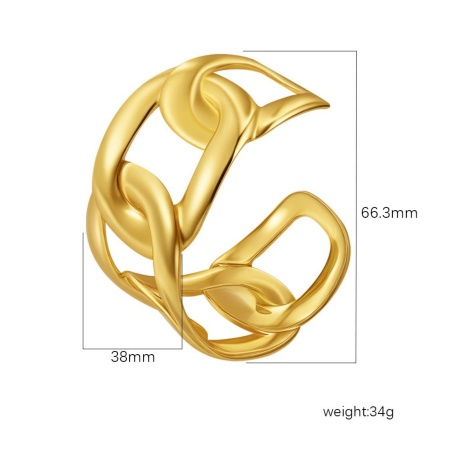 Picture of Wholesale 304 Stainless Steel Open Cuff Bangles Bracelets, 18K Gold Plated Eco-friendly PVD Vacuum Plating, Women's Simple Stylish Gift Jewelry Supply, 1 Piece