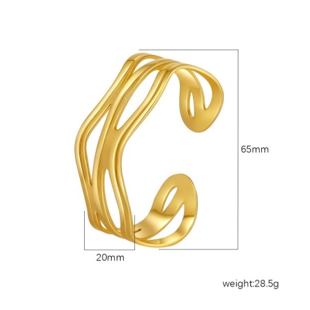 Picture of Wholesale 304 Stainless Steel Open Cuff Bangles Bracelets, 18K Gold Plated Eco-friendly PVD Vacuum Plating, Women's Simple Stylish Gift Jewelry Supply, 1 Piece